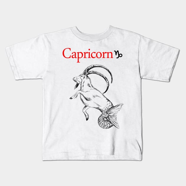 Capricorn print Kids T-Shirt by rachelsfinelines